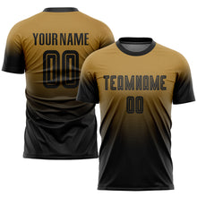 Charger l&#39;image dans la galerie, Custom Old Gold Black Sublimation Fade Fashion Soccer Uniform Jersey
