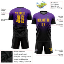 Laden Sie das Bild in den Galerie-Viewer, Custom Purple Gold-Black Sublimation Fade Fashion Soccer Uniform Jersey
