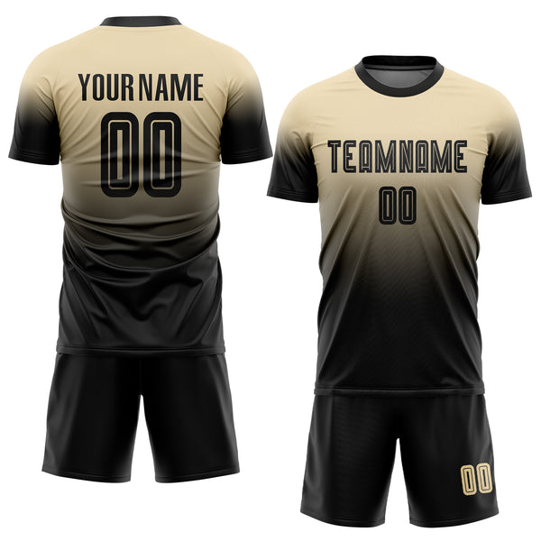 Custom Cream Black Sublimation Fade Fashion Soccer Uniform Jersey Discount