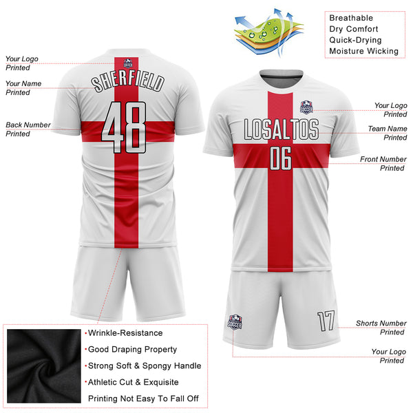 Cheap Custom Red White Sublimation Soccer Uniform Jersey Free Shipping –  CustomJerseysPro