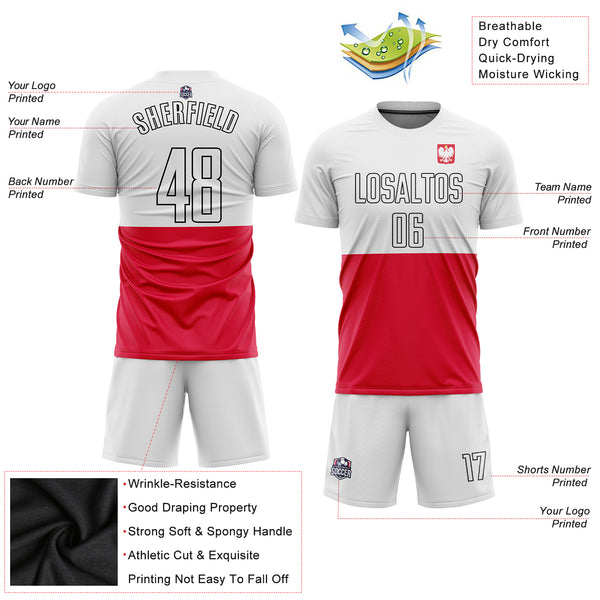 Cheap Custom Red White-Black Sublimation Soccer Uniform Jersey Free  Shipping – CustomJerseysPro