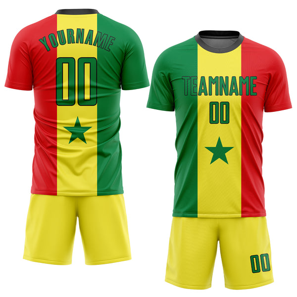 Senegal Custom Football Jersey With Senegalese Flag 