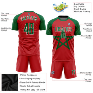 Custom Red Kelly Green-White Sublimation Moroccan Flag Soccer Uniform Jersey