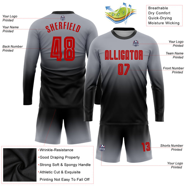 Wholesale Stylish Black And Red Youth Sublimated Soccer Jerseys