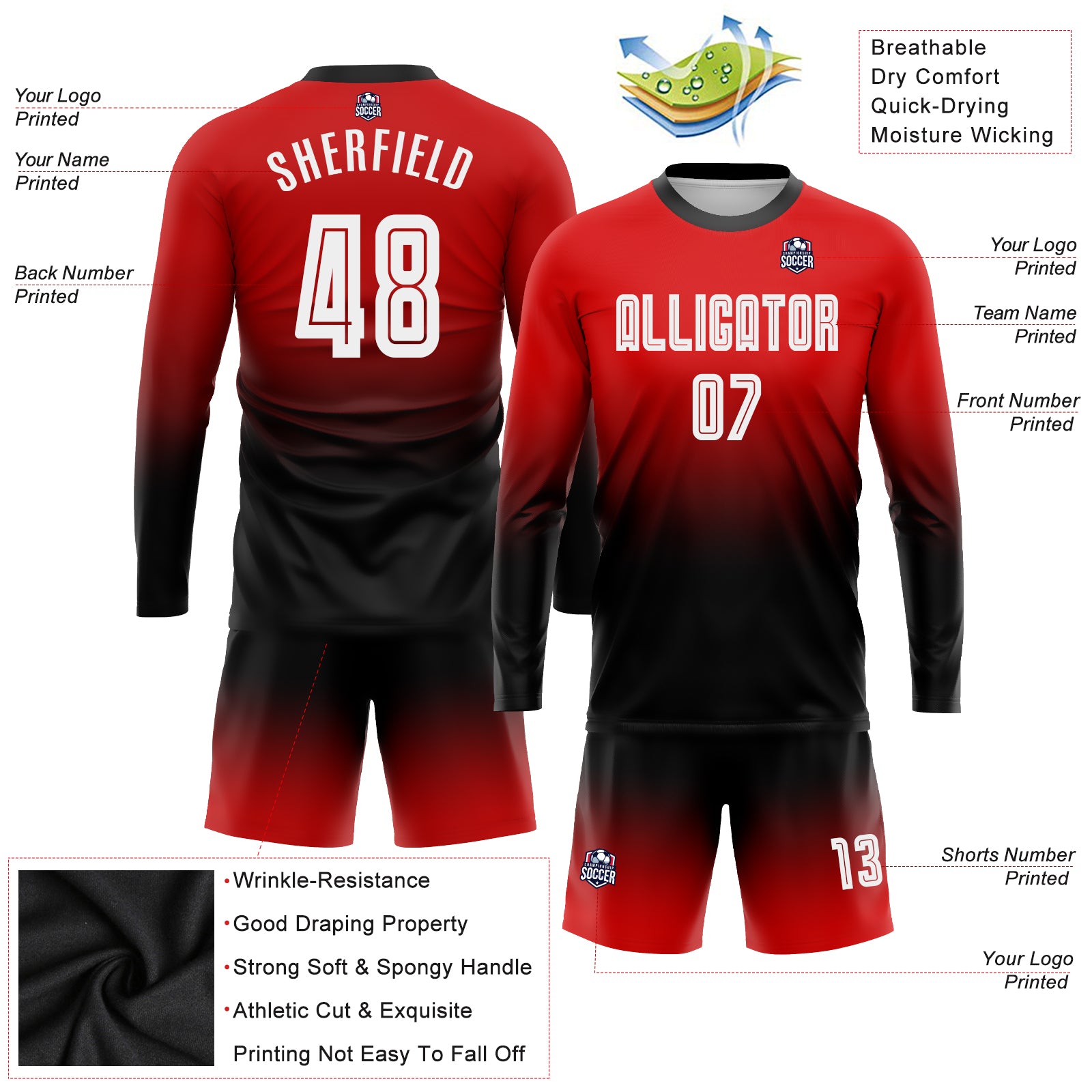 Personalized Football Jerseys Sportswear Sublimated Quick Dry Team