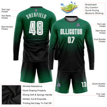 Laden Sie das Bild in den Galerie-Viewer, Custom Kelly Green White-Black Sublimation Long Sleeve Fade Fashion Soccer Uniform Jersey
