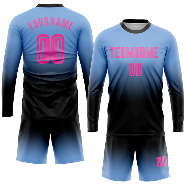 Cheap Custom Light Blue Black Sublimation Soccer Uniform Jersey Free  Shipping – CustomJerseysPro