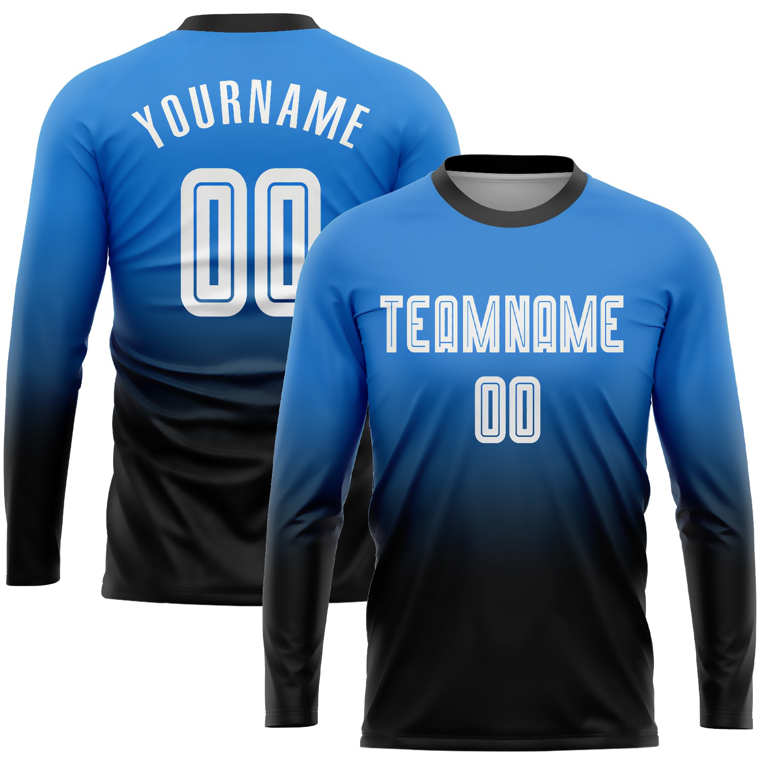 Custom Light Blue Black-White Home Sublimation Soccer Uniform Jersey  Discount