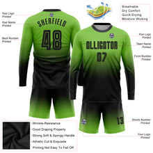 Charger l&#39;image dans la galerie, Custom Neon Green Black Sublimation Long Sleeve Fade Fashion Soccer Uniform Jersey
