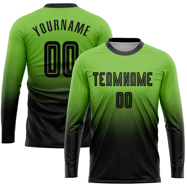 Custom Black Neon Green Sublimation Soccer Uniform Jersey Fast