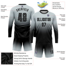 Загрузить изображение в средство просмотра галереи, Custom Silver Black Sublimation Long Sleeve Fade Fashion Soccer Uniform Jersey
