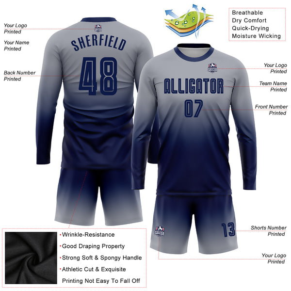 Cheap Custom Navy Gray-White Mesh Split Fashion Football Jersey Free  Shipping – CustomJerseysPro