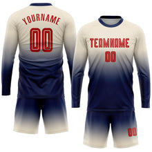 Charger l&#39;image dans la galerie, Custom Cream Red-Navy Sublimation Long Sleeve Fade Fashion Soccer Uniform Jersey
