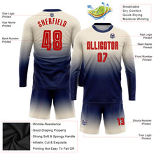 Charger l&#39;image dans la galerie, Custom Cream Red-Navy Sublimation Long Sleeve Fade Fashion Soccer Uniform Jersey
