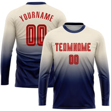 Charger l&#39;image dans la galerie, Custom Cream Red-Navy Sublimation Long Sleeve Fade Fashion Soccer Uniform Jersey
