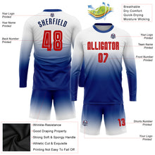 Charger l&#39;image dans la galerie, Custom White Red-Royal Sublimation Long Sleeve Fade Fashion Soccer Uniform Jersey
