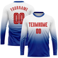 Charger l&#39;image dans la galerie, Custom White Red-Royal Sublimation Long Sleeve Fade Fashion Soccer Uniform Jersey
