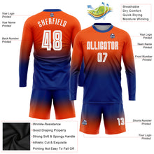 Charger l&#39;image dans la galerie, Custom Orange White-Royal Sublimation Long Sleeve Fade Fashion Soccer Uniform Jersey
