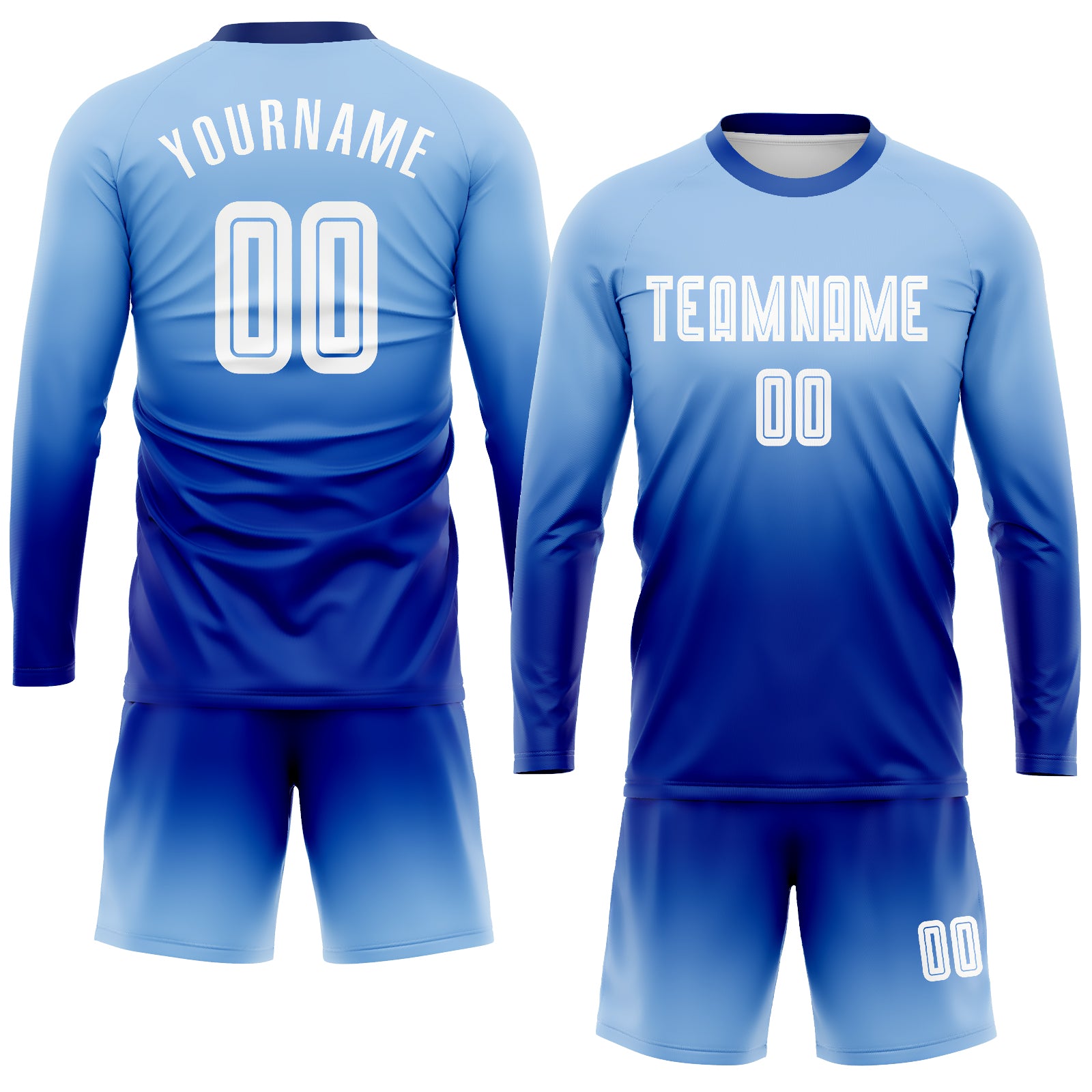 Custom Royal Light Blue-Gold Sublimation Split Fashion Soccer