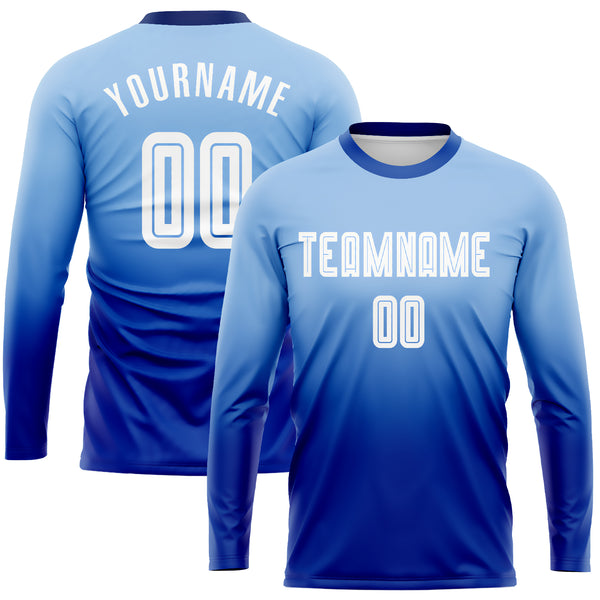 Custom Men’s Ombre Baseball Style Shirts White Royal / XL