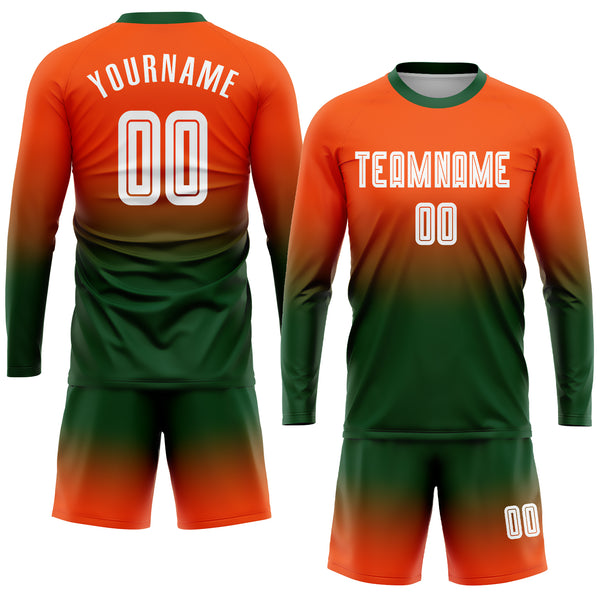 Cheap Custom Orange Green Sublimation Soccer Uniform Jersey Free