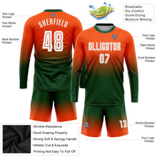 Laden Sie das Bild in den Galerie-Viewer, Custom Orange White-Green Sublimation Long Sleeve Fade Fashion Soccer Uniform Jersey
