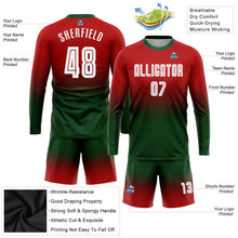 Load image into Gallery viewer, Custom Red White-Green Sublimation Long Sleeve Fade Fashion Soccer Uniform Jersey
