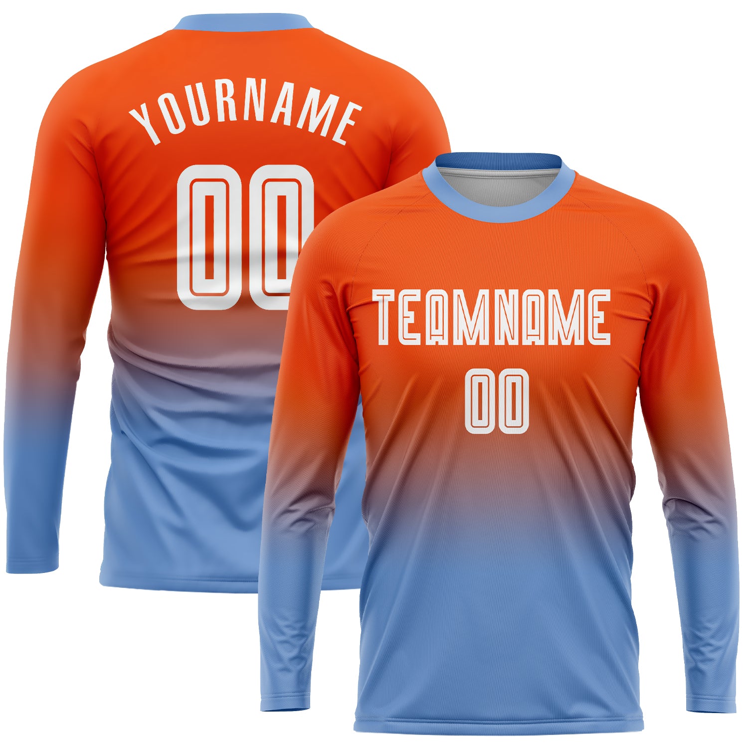 Cheap Custom Light Blue Texas Orange-Cream Sublimation Soccer Uniform  Jersey Free Shipping – CustomJerseysPro