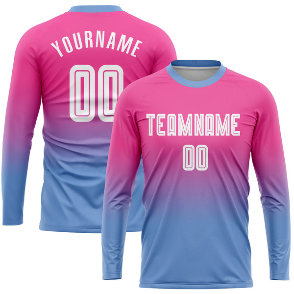 Custom Royal White Light Blue-Hot Pink Sublimation Soccer Uniform Jersey in  2023