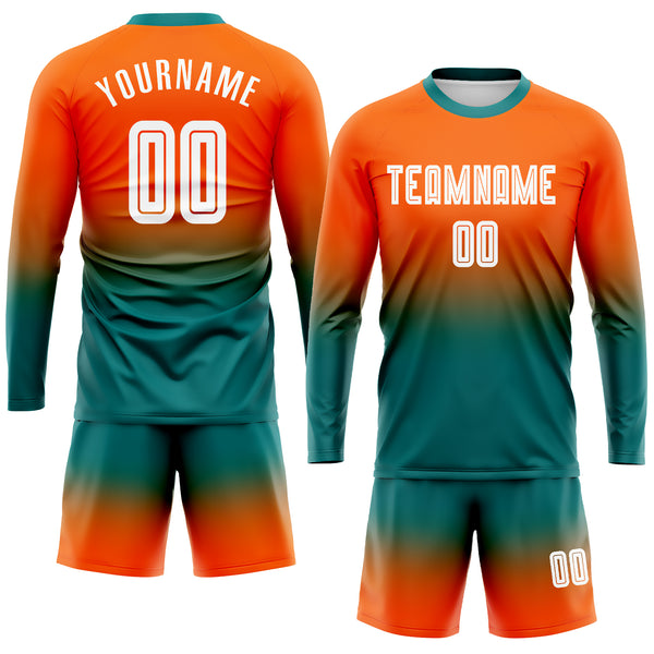 Cheap Custom Teal Orange-White Sublimation Soccer Uniform Jersey Free  Shipping – CustomJerseysPro