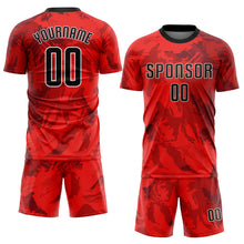 Load image into Gallery viewer, Custom Red Black-White Sublimation Soccer Uniform Jersey
