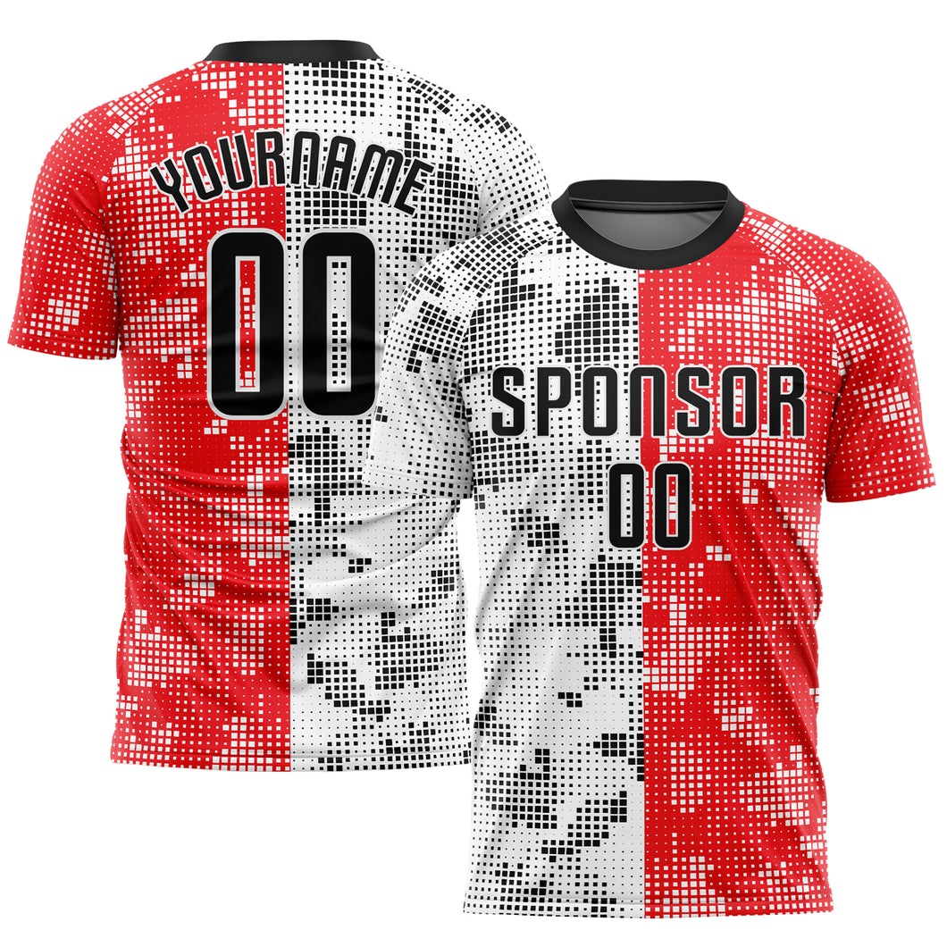 Custom Red Black-White Sublimation Soccer Uniform Jersey