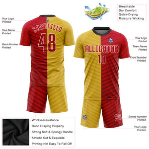 Custom Gold Red-White Sublimation Soccer Uniform Jersey