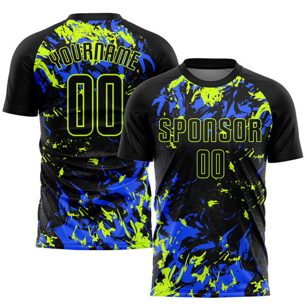 Cheap Custom Neon Green Black Sublimation Soccer Uniform Jersey