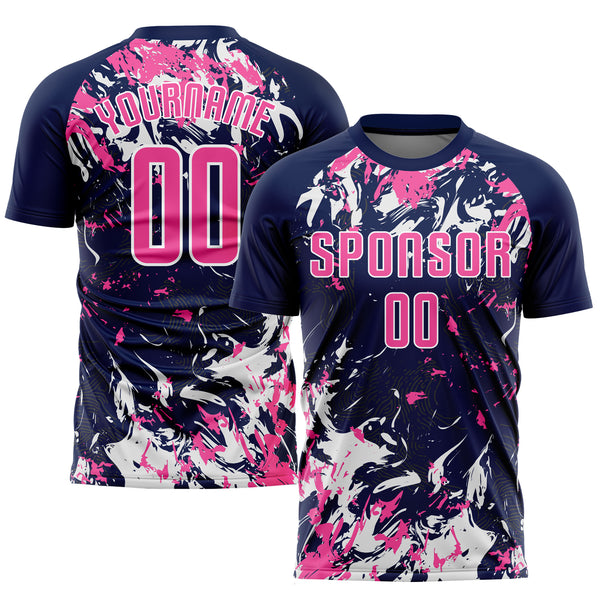 Custom Pink Pink-Black Sublimation Soccer Uniform Jersey