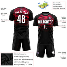 Laden Sie das Bild in den Galerie-Viewer, Custom Black White-Red Sublimation Soccer Uniform Jersey
