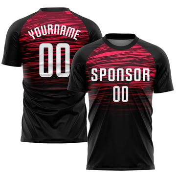 Custom Black White-Red Sublimation Soccer Uniform Jersey