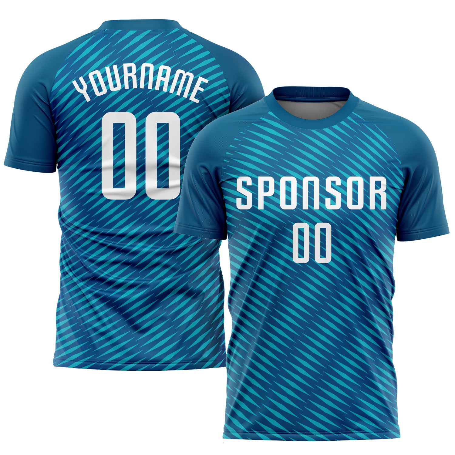 Cheap Custom Navy White-Teal Sublimation Soccer Uniform Jersey