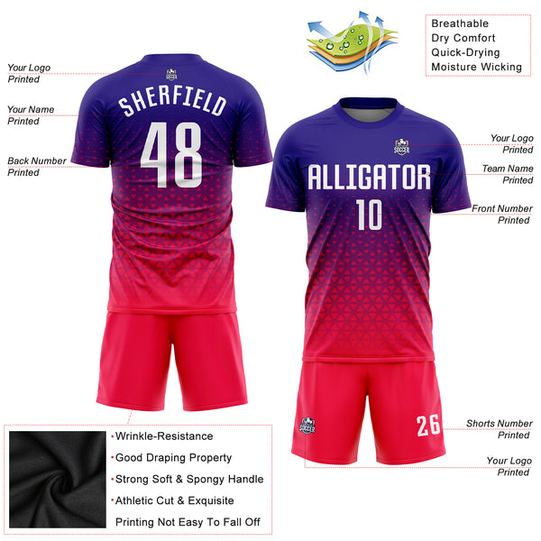 Cheap Custom Purple White-Hot Pink Sublimation Soccer Uniform