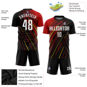 Custom Red White Black-Gold Sublimation Soccer Uniform Jersey