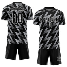 Laden Sie das Bild in den Galerie-Viewer, Custom Gray Black-White Sublimation Soccer Uniform Jersey
