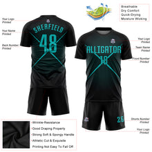 Загрузить изображение в средство просмотра галереи, Custom Black Teal Sublimation Soccer Uniform Jersey
