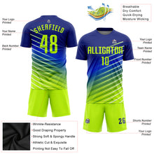 Charger l&#39;image dans la galerie, Custom Royal Neon Green Sublimation Soccer Uniform Jersey
