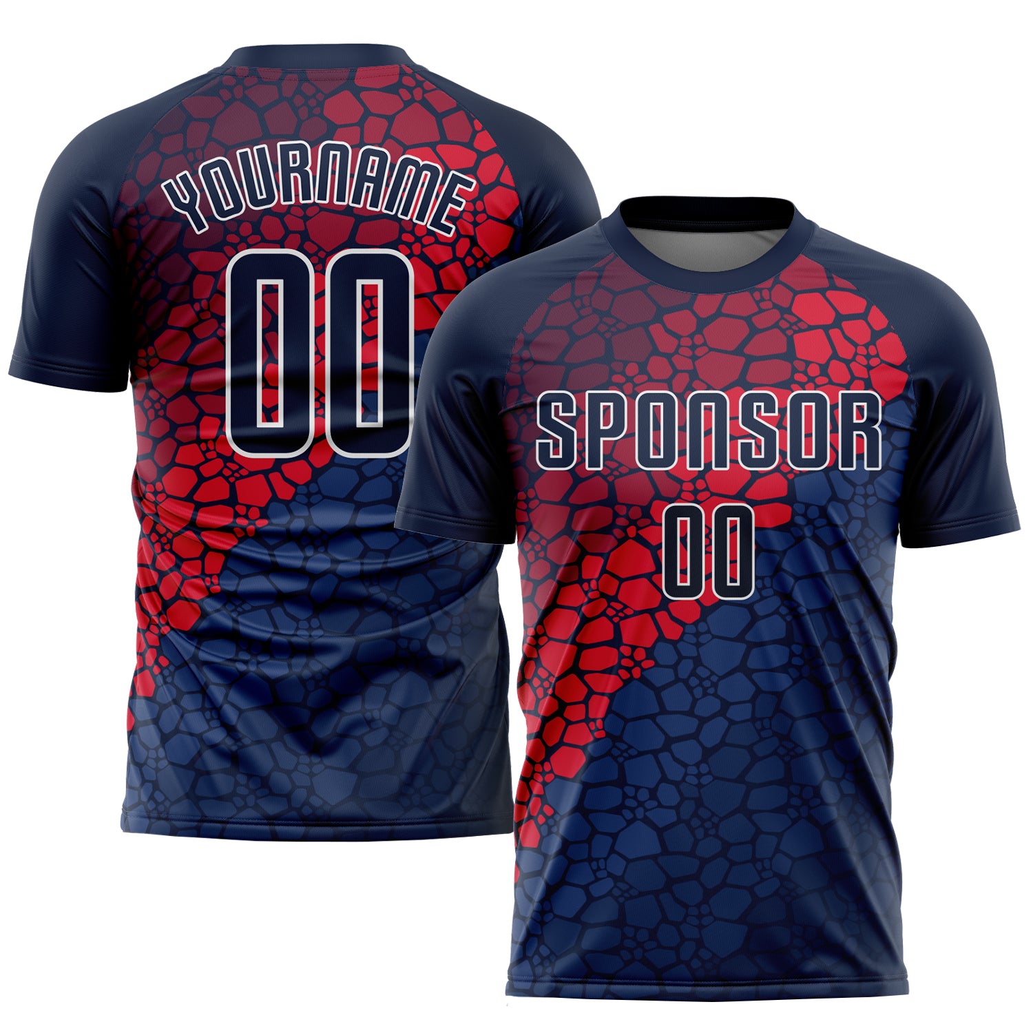 Cheap Custom Electric Blue Red-Navy Sublimation Soccer Uniform