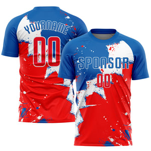 Custom Royal Red-White Sublimation Soccer Uniform Jersey