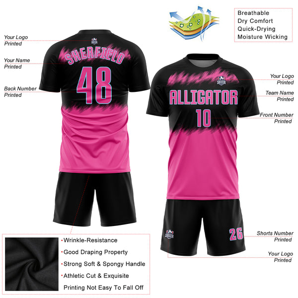 Custom Black Black Light Blue-Pink Sublimation Soccer Uniform Jersey Fast  Shipping – FiitgCustom