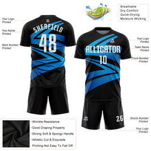 Load image into Gallery viewer, Custom Black White-Light Blue Sublimation Soccer Uniform Jersey
