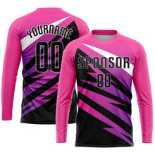 Загрузить изображение в средство просмотра галереи, Custom Pink Black-White Sublimation Soccer Uniform Jersey
