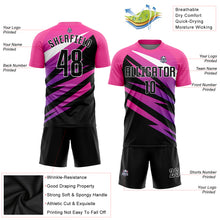 Laden Sie das Bild in den Galerie-Viewer, Custom Pink Black-White Sublimation Soccer Uniform Jersey
