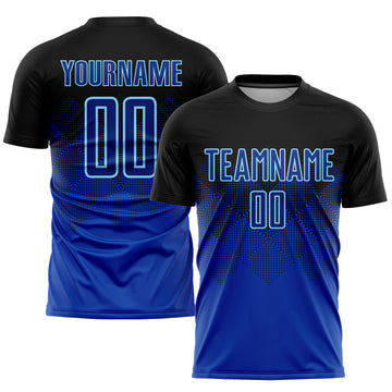 Custom Black Royal-Light Blue Sublimation Soccer Uniform Jersey